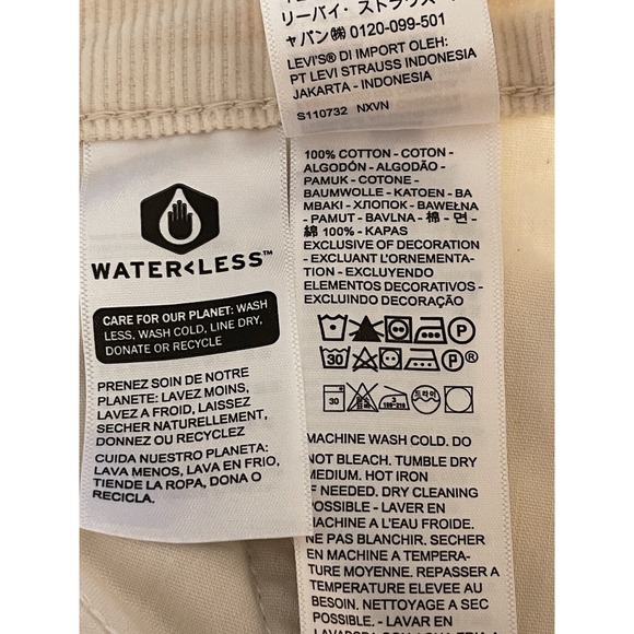 Levi's Premium Corduroy Pants Women Ivory Middy Ankle Bootcut 33x27  Size 16 New - Picture 12 of 14